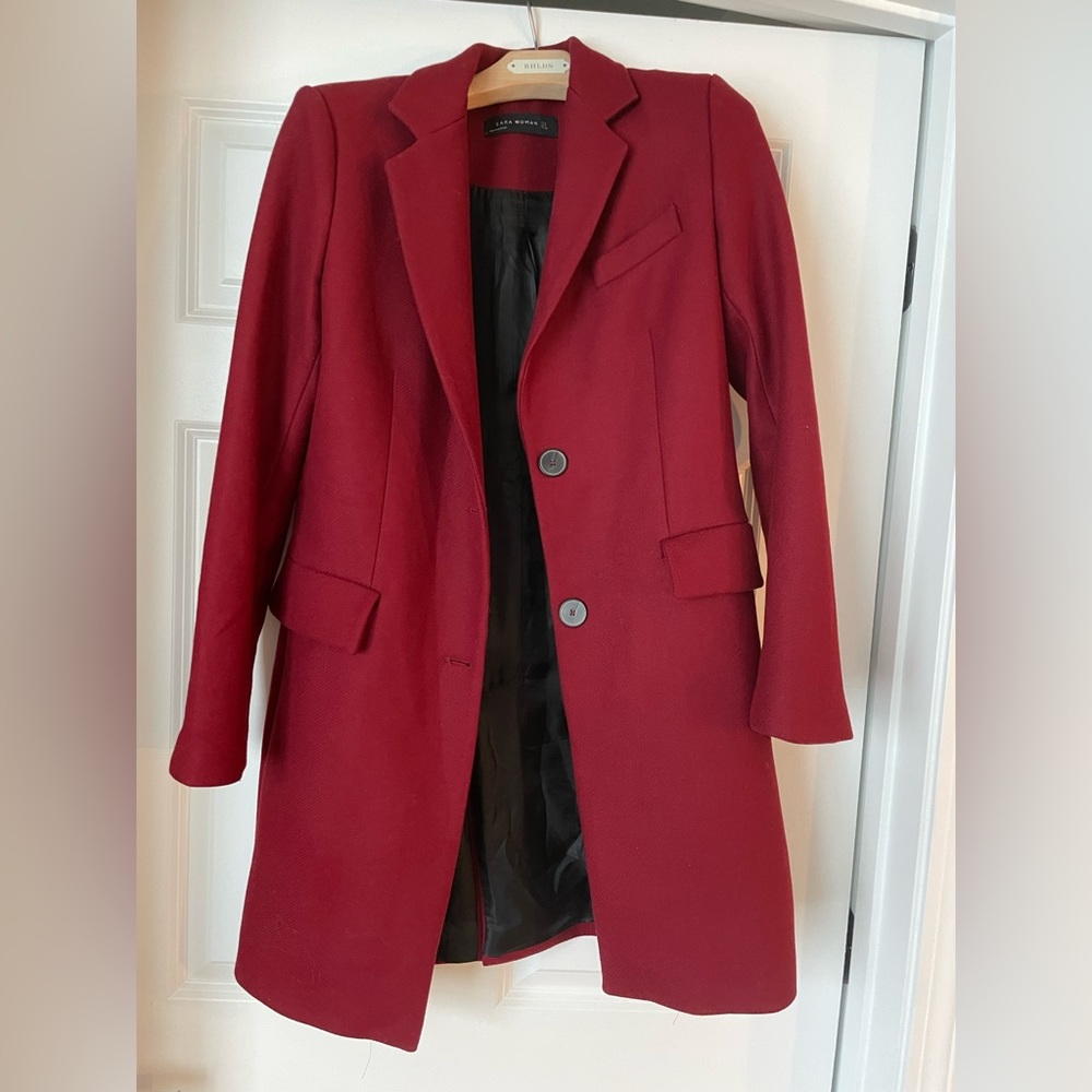 Zara burgundy pea coat